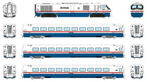 HO LRC Trainset (DC/DCC/Sound): Amtrak: Set #1 (#38 + 42, 46, 49)