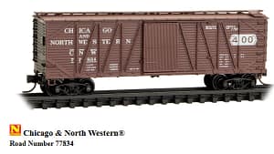 C&NW OUTSIDE BRACED 40FT BOXCAR