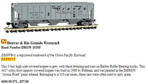DENVER &RIO GRANDE WESTERN 3 BAY HOPPER RD# 15355