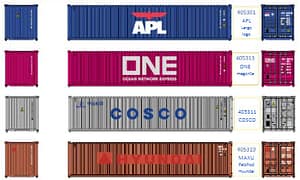 APL LARGE LOGO 40FT STANDARD HEIGHTCORRUGATED SIDE CONTAINER 2 PACK