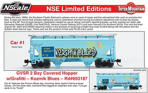 SPECIAL RUN INTERMOUNTAIN GOLDEN WEST GRAFFITI TRINITY 3281 COVERED HOPPER CAR # 1