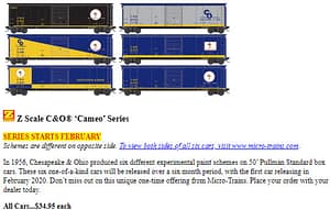 CAMEO SERIES CAR #1 - Z SCALE