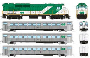 HO GO Transit Set (DC/DCC/Sound): Early Green Set #1 (Loco: 9802 Cab: 9850 Coaches: 9907 9940)