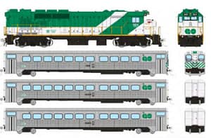 HO GO Transit Set (DC/DCC/Sound): Late Green Set #1 (Loco: 501 Cab: 103 Coaches: 1037 1081)