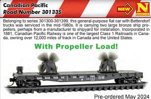 CP 50FT FLATCAR WITH PROPELLER LOAD - 4 PCS LEFT