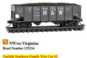 NS FAMILY TREE CAR #5 - NW EX VIRGINIAN 33FT TWIN BAY HOPPER