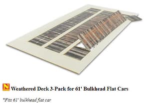 WEATHERED DECK 3 PK FOR 61FT BULKHEAD FLATCARS