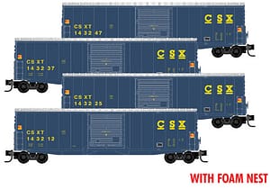 CSX 50FT BOXCAR 4 PACK - FOAM INSERT