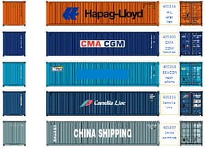HAPAG-LLOYD LARGE LOGO 40FT STANDARD HEIGHT CORRUGATED SIDE CONTAINER 2 PACK