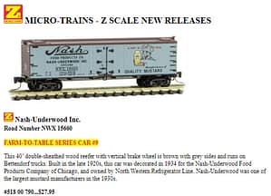 FARM TO TABLE SERIES CAR #9 "NASH-UNDERWOOD MUSTARD"- Z SCALE