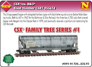 CSX FAMILY TREE SERIES - CAR #1 - CSX EX B&O HOPPER (WEATHERED)
