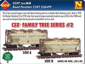 CSX FAMILY TREE SERIES - CAR #2 - CSXt EX WM HOPPER (WEATHERED)
