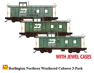 BURLINGTON NORTHERN WEATHERED CABOOSE 3 PACK - JEWEL CASES