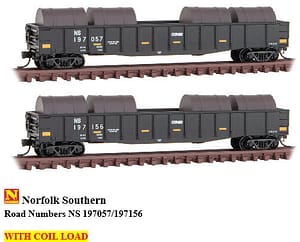 NS 50FT STEEL SIDE GONDOLA WITH COIL LOAD RD# 197057