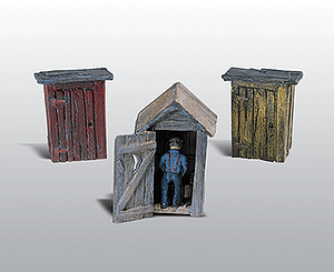 Outhouses (3) with Man (1)