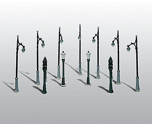 Street & Traffic Light Set (Nonworking, Unpainted Metal Castings)