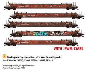 BNSF WEATHERED WELL CAR 5 PACK - MID MONTH RELEASE - PLEASE DO NOT RE-ORDER IF YOU ALREADY RESERVED
