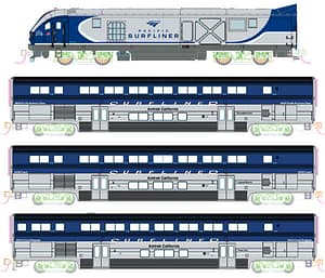 (N) SC-44 Charger, Amtrak Pacific Surfliner 4 Unit Set