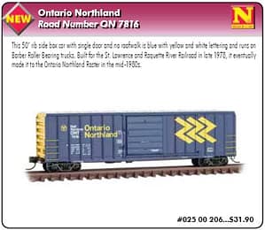 ONTARIO NORTHLAND 50FT BOXCAR RD# 7816