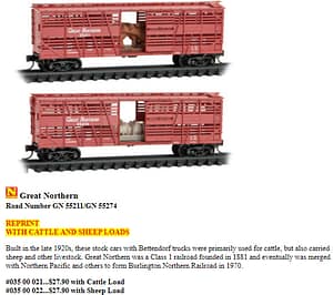 GREAT NORTHERN STOCK CAR W/LIVESTOCK LOADS RD# 55211