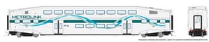 HO BiLevel Commuter Car: Metrolink - White Ribbon Coach: #187