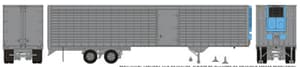 HO 40' Fruehauf Fluted Side Volume Van w/side door & reefer: Silver Unlettered