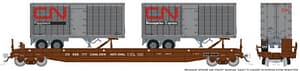 HO Vancouver Iron Works Piggyback Flatcar: Canadian National: 6-Pack w/ 26' Trailers