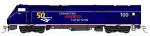 AMTRAK P42 "MIDNIGHT BLUE" #100 W/50TH ANNIVERSARY LOGO