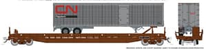 HO Vancouver Iron Works Piggyback Flatcar: Canadian National: 6-Pack w/ 45' Trailers
