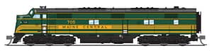 EMD E7A, MEC 705, GREEN & DULUX GOLD, PARAGON4 SOUND/DC/DCC, N - PRICE INCLUDES FREE PRIORITY MAIL SHIPPING WITH INSURANCE