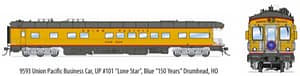 Union Pacific Business Car, UP #101 "Lone Star", Blue "150 Years" Drumhead, HO