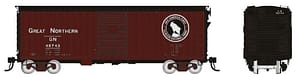 HO GN 40' Wood-sided Boxcar: GN - Mineral Red w/ Side Facing Goat: 6-Pack