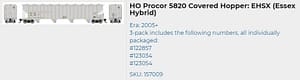 PROCOR 5820 COVERED HOPPER - ESSEX HYBRID 3 PACK