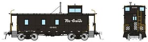 HO D&RGW End Cupola Steel Caboose w/ Post-War Mods: Black Scheme: #01443