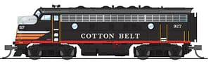 9250 EMD F7AB, COTTON BELT 927/928, BLACK WIDOW SCHEME, A-UNIT PARAGON4 SOUND/DC/DCC, UNPOWERED B, N