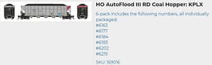 KPLX AUTOFLOOD III RD COAL HOPPER 6 PACK