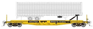 HO F30D 50' TOFC Flat Car w/trailer: TTX - Yellow: 6-Pack