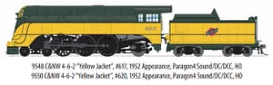 C&NW 4-6-2 "Yellow Jacket", #617, 1952 Appearance, STEALTH SERIES NON SOUND DCC READY, HO 599.00 reservation minus 50.00 non refundable deposit charged upon reservation